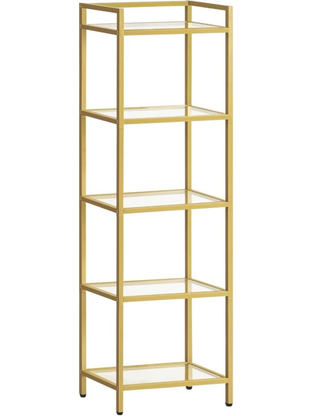 5-Tier Gold Narrow Book Shelf - Elegant Display Cabinet & Corner Storage for